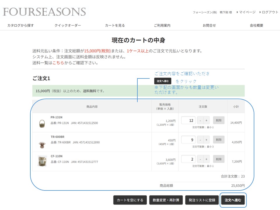 在庫確認・注文確定（イメージ）